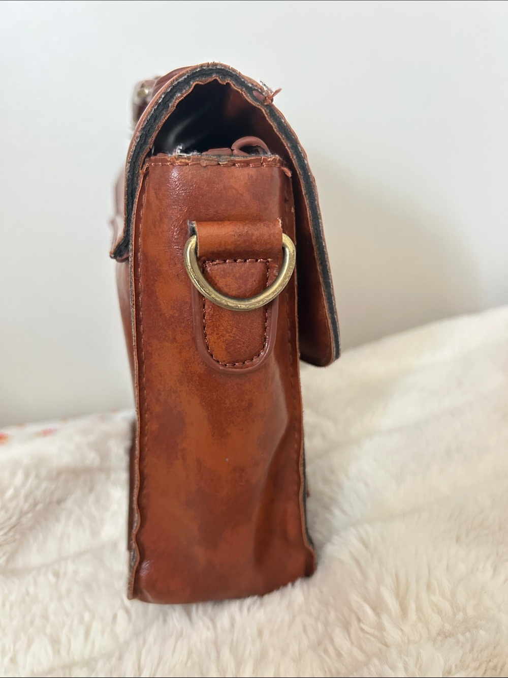 Vintage brown leather beautiful boho purse.. needs strap - Picture 3 of 8